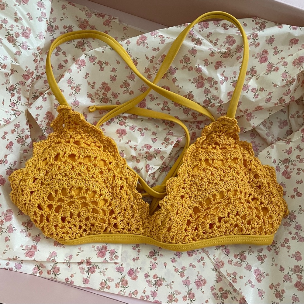 Sunflower gold crochet bikini top xhilaration